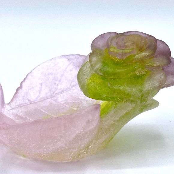 DAUM Pate de Verre Rose Vide Poche Small Ornamental Bowl French Art Glass MC1514 - Picture 2 of 10